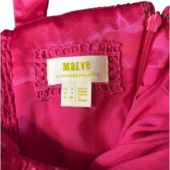NWT Maeve by Anthropologie Pink Bow-Tie Satin Mini Dress Women’s size US 4 - Picture 6 of 16